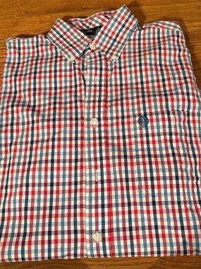 George Strait Wrangler LS Dress Shirt, Red/White/Blue, Size LT, EUC